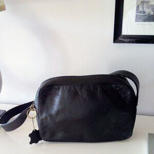 Genuine Black Leather Shoulder Bag Classic Minimalist